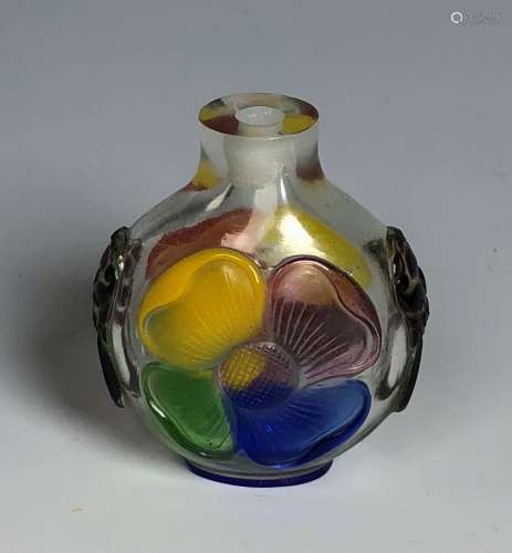 Four Color Peking Glass Snuff Bottle