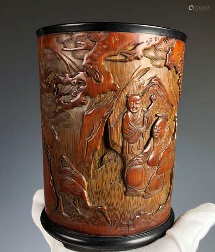 Carved Bamboo Brush Pot