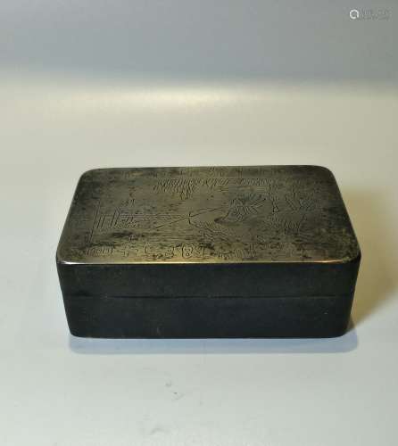 Chinese Bronze Ink Box with Mark