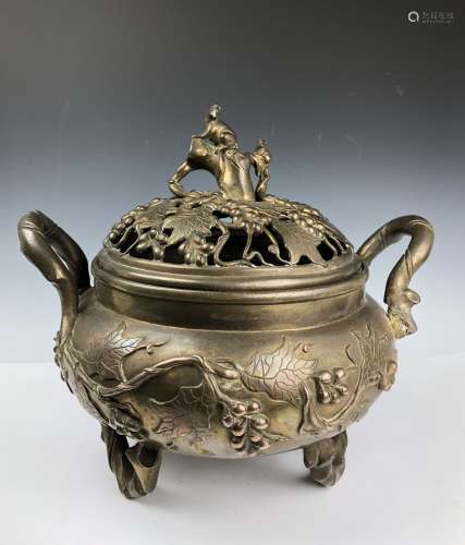 Large Tripod Bronze Censer with mark