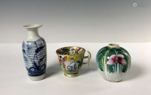 Three Painted Porcelain Objects