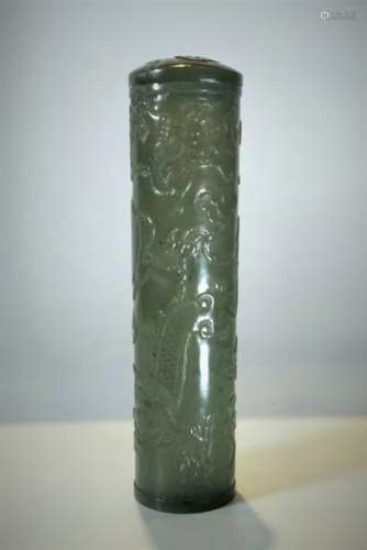 Carved Green Jade Incense Holder