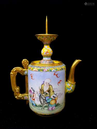 Gilt Bronze Cloisonne Enamel Tea Pot with Mark