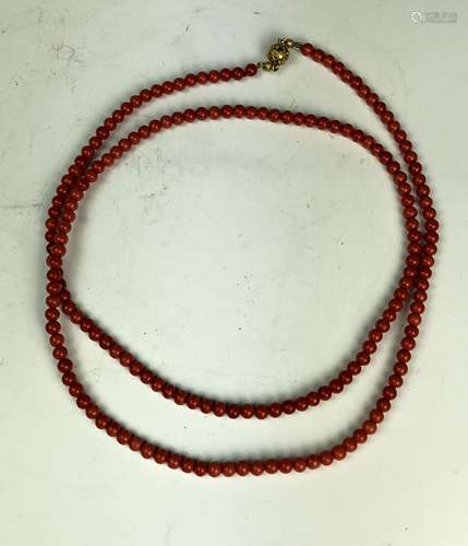 Red Coral Necklace With 14k YG