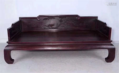 17-19TH CENTURY, A CRANE PATTERN ROSEWOOD ARHAT BED, QING DYNASTY
