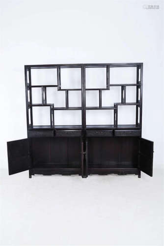 17-19TH CENTURY, A FLORAL PATTERN ROSEWOOD TREASURE SHELF, QING DYNASTY
