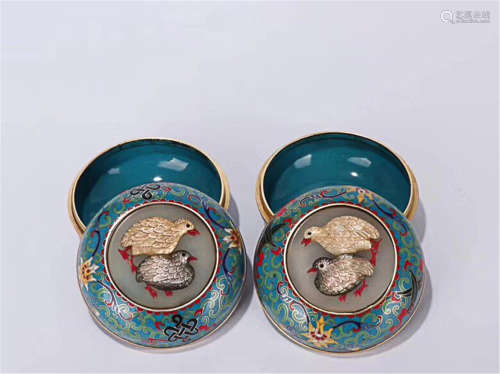 17-19TH CENTURY, A PAIR OF HUNDREDS TREASURE INLAY CLOISONNE BOX, QING DYNASTY
