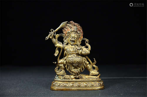 17-19TH CENTURY, A GILT BRONZE BUDDHA STATUE,QING DYNASTY