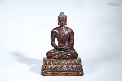 17-19TH CENTURY, A AGILAWOOD MEDICINE BUDDHA STATUE,QING DYNASTY