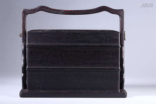 AN OLD ROSEWOOD LUNCH BOX