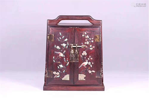 A TREASURES INLAY RED SOUR PAINT CABINET