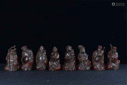 A SET OF OLD BAMBOO IMMORTALS DESIGN FIGURES