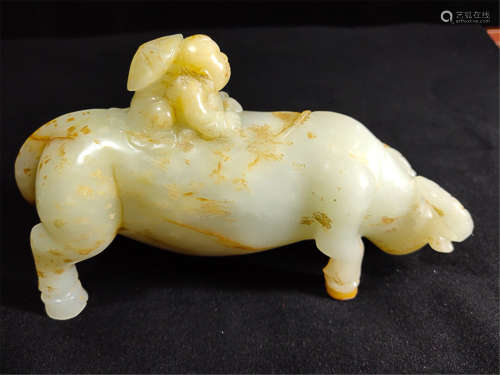 17-19TH CENTURY, A COW&BOY HETIAN JADE ORNMENT