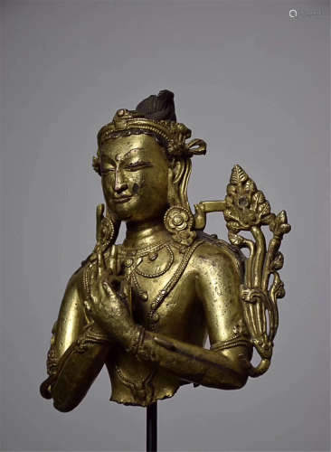 17TH CENTURY, A GILT BRONZE MAITREYA STATUE,QING DYNASTY