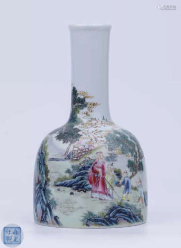 A FAMILLE ROSE CHARACTER STORY PATTERN VASE
