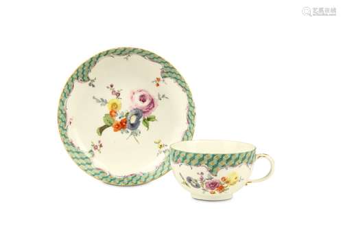 A MEISSEN TEACUP AND SAUCER