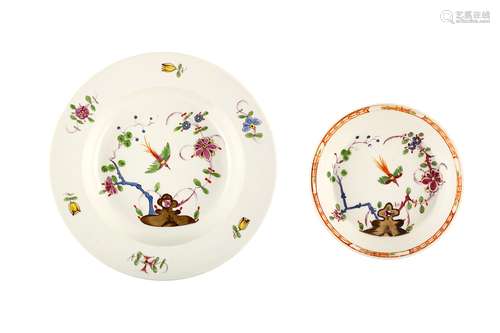 A MARCOLINI MEISSEN SOUP PLATE AND A SAUCER