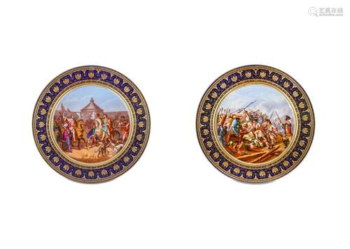 A PAIR OF SEVRES PORCELAIN OUTSIDE-DECORATED CABINET PLATES