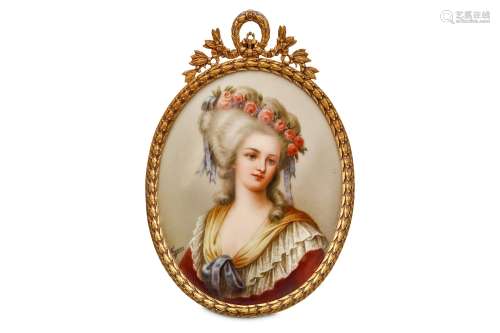 A GERMAN PORCELAIN PLAQUE OF THE PRINCESS OF LAMBALLE