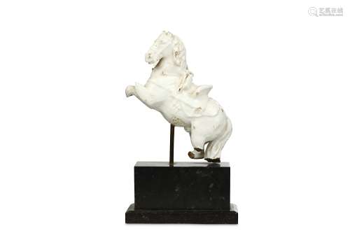 A FRAGMENTARY WHITE DELFT MODEL OF A HORSE
