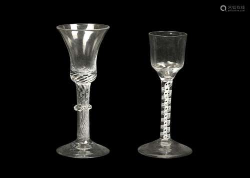 TWO EARLY ENGLISH WINE GLASSES