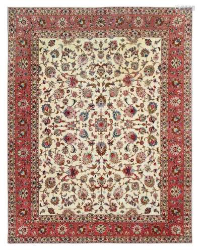 A VERY FINE PART SILK TABRIZ CARPET, NORTH-WEST PERSIA approx: 8ft.7in. x 6ft.7in.(261cm. x