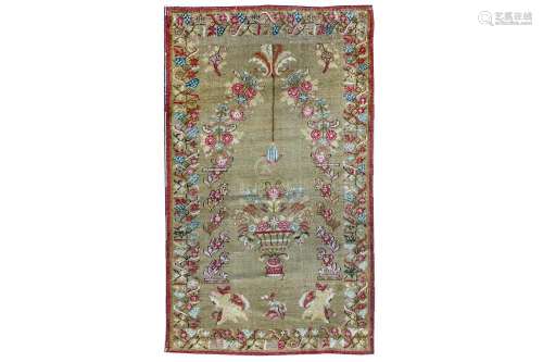 AN ANTIQUE MAJID GHIORDES PRAYER RUG, TURKEY approx: 5ft.5ft. x 3ft.4in.(165cm. x 102cm.) Very