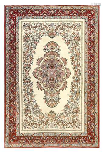 A FINE QUM RUG, CENTRAL PERSIA approx: 7ft. x 4ft.6in.(213cm. x 137cm.) Nice and well drawn bold