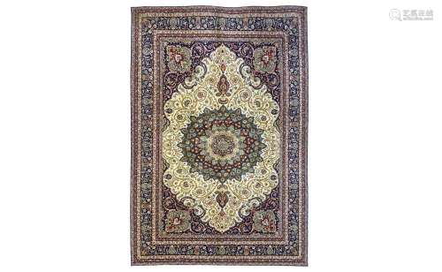 A FINE PART SILK MESHED CARPET, NORTH-EAST PERSIA approx: 9ft.10in. x 6ft.7in.(299cm. x 201cm.) Very
