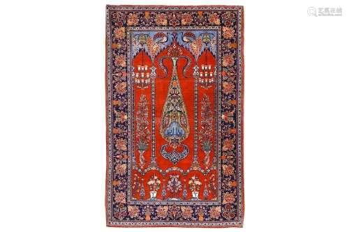 A FINE KASHAN PRAYER RUG, CENTRAL PERSIA approx: 7ft.1in. x 4ft.6in.(215cm. x 137cm.) Very nicely