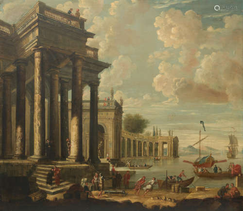 Port with classical architecture Follower of Zocchi(Italian)18th century