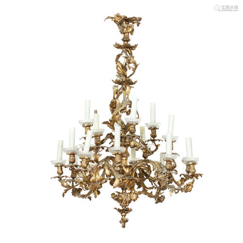 A late 19th/early 20th century ormolu chandelier