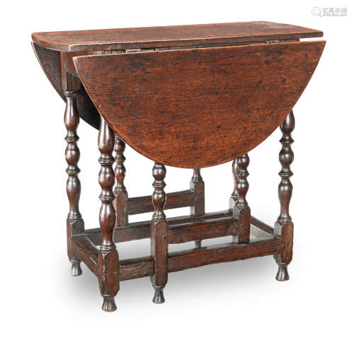 A small joined oak gatleg occasional table, English, circa 1700