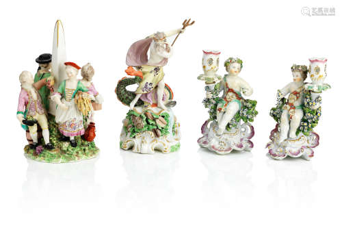 Late 18th century Four Derby figures