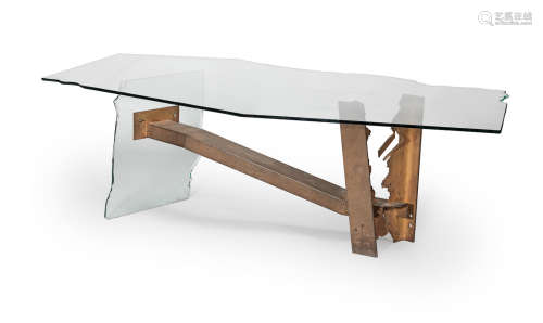 Glass, rolled steel joist290cm x 139cm x 74cmProvenance: Acquired directly from Danny Lane.  Danny Lane (American, b. 1955) RSJ table designed 1985: A rare RSJ table designed in 1985 from a series of 5