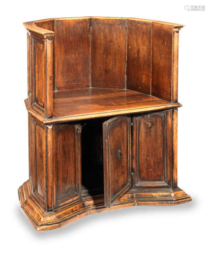 An Italian boarded walnut 'Sedile a Possetto', in the 16th century Tuscan manner