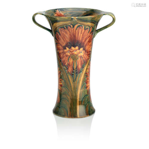 Circa 1912 A William Moorcroft Macintyre 'Revived Cornflower' twin handled vase