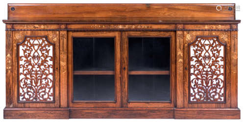 A 19th century rosewood and inlaid library cabinet