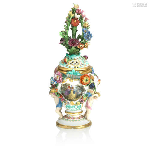 19th Century A Meissen pot pourri vase and cover