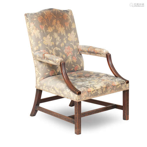 A George III mahogany Gainsborough-type open armchair