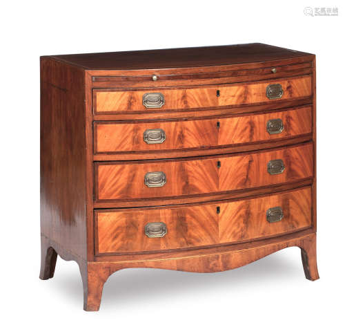 A Regency Mahogany and boxwood lined Bowfront Chest of Drawers