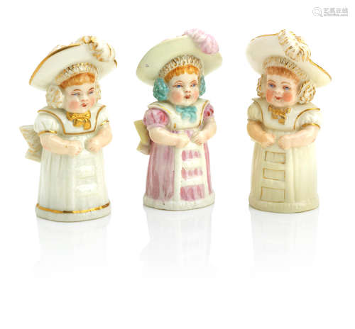 Circa 1880-90 The Feathered Hat: three Royal Worcester candle extinguishers