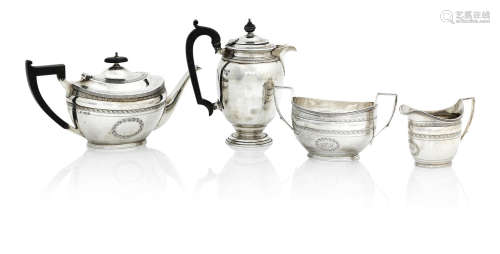 by Fenton Bros.Ltd, Sheffield 1919/22/30  (4) A composite three piece silver tea service