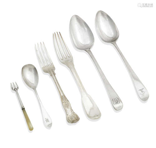 various makers and dates  A collection of English silver flatware
