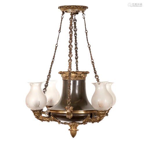 A George IV gilt bronze colza chandelier