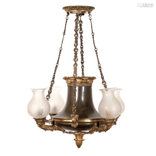 A George IV gilt bronze colza chandelier