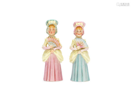 Dated 1881 Town Girl: two Royal Worcester extinguishers