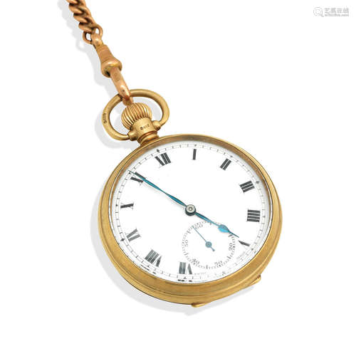 A 9ct gold pocket watch and chain