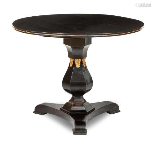 A 19th century and later gilt metal mounted ebonised centre table