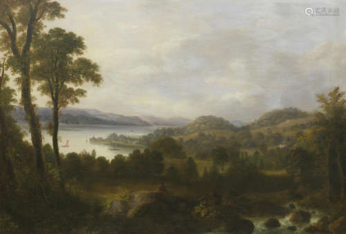 An extensive landscape, possibly Loch Lomond  Manner of John Knox